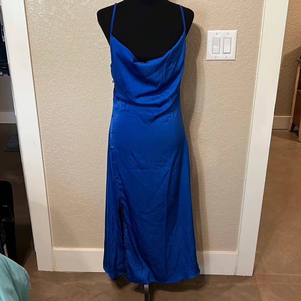 Cider Cowl neck blue dress